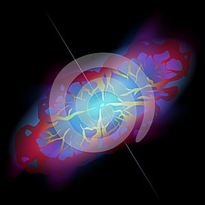 Supernova with pulsar, stellar explosion, vector illustration of space photo