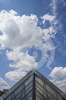 Superposition and alignment of the two Louvre Museum pyramids