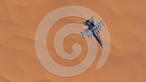 Supersonic Jet Aircraft High Altitude Above Sand Dunes Barren Desert photo