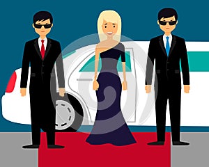 Superstar with bodyguards