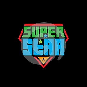 SuperStar - bright patch or print for t-shirt with original lettering. Superstar logo template