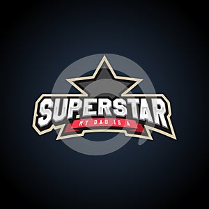 Superstar power full typography, t-shirt graphics. Awesome sport retro text emblem