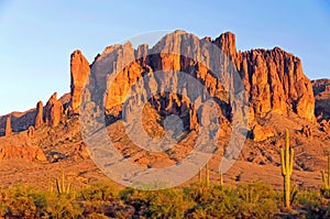 Superstition Mountain in the Arizona desert photo