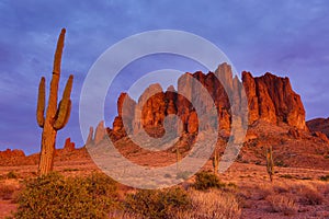 Superstition mountains at sunset