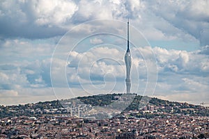 Supertall Camlica TV and Radio Tower in Istanbul. camlica TV Tower. Telecommunications tower with observation decks and