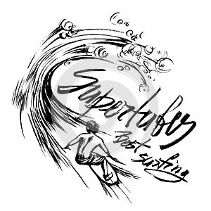 Supertubes Best Surfing Lettering brush ink sketch handdrawn serigraphy print