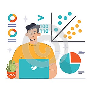 Supervised Learning concept. Flat vector