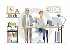 Supervising Staff - modern vector cartoon business characters illustration