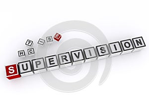 supervision word block on white