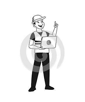 Supervisor engineer cartoon character vector illustration photo