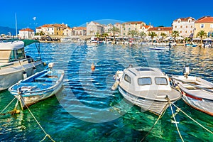 Supetar city promenade in summertime, Croatia. photo