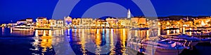 Supetar waterfront evening panoramic view from sea