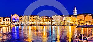 Supetar waterfront evening panoramic view from sea