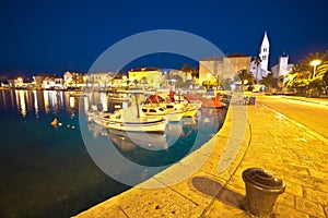 Supetar waterfront evening view from sea