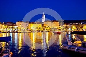 Supetar waterfront evening view from sea