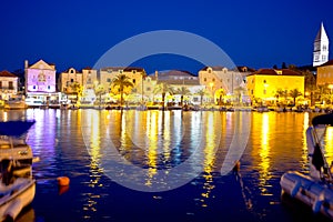 Supetar waterfront evening view from sea