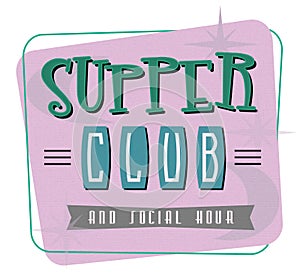 Supper Club Invitation Art Mid Century Modern