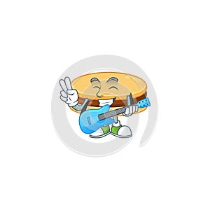 Supper talented brown alfajor cartoon design with a guitar