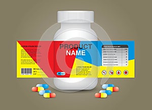 supplement bottle Packaging, Cosmetic package. product design. Beauty label, 3d supplement bottle vector, 3d white plastic Pills