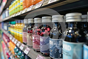 Supplement Bottles on Store Shelf AI Generated