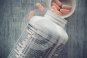Closeup of a bottle of vitamins photo