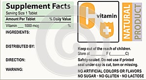 Supplement facts Vitamin C