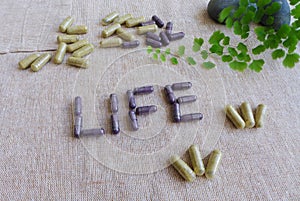 Supplements for healthy life concept