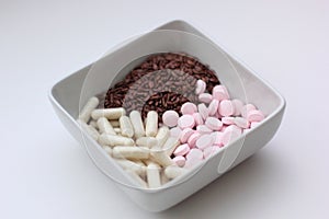 Supplements for IBS in a bowl