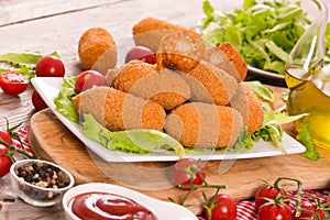 Suppli, italian fried rice balls. photo