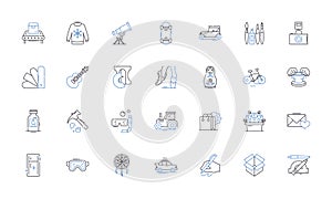 Supplier line icons collection. Reliability, Quality, Efficiency, Trusrthiness, Service, Responsiveness, Dependability