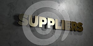 Suppliers - Gold sign mounted on glossy marble wall - 3D rendered royalty free stock illustration