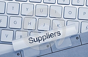 Suppliers - Inscription on Blue Keyboard Key