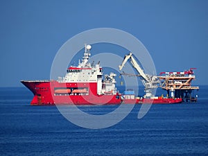 Supply boat operation shipping any cargo or basket to offshore.