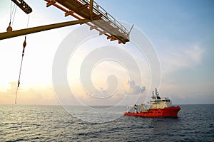 Supply boat operation shipping any cargo or basket to offshore. Support transfer any cargo to offshore oil and gas industry