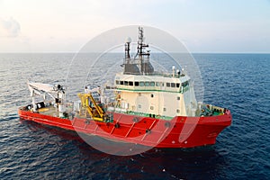 Supply boat operation shipping any cargo or basket to offshore. Support transfer any cargo to offshore oil and gas industry