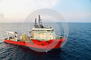 Supply boat operation shipping any cargo or basket to offshore. Support transfer any cargo to offshore oil and gas industry