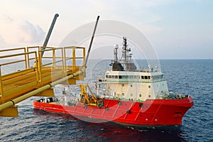 Supply boat operation shipping any cargo or basket to offshore. Support transfer any cargo to offshore oil and gas industry