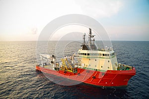 Supply boat operation shipping any cargo or basket to offshore. Support transfer any cargo to offshore oil and gas industry