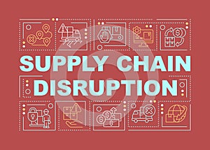 Supply chain disruption word concepts yellow banner