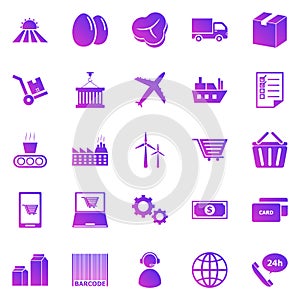 Supply chain gradient icons on white background