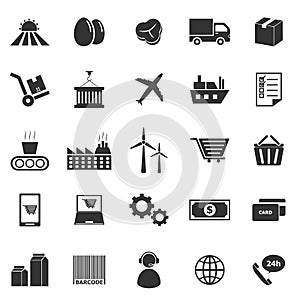 Supply chain icons on white background photo