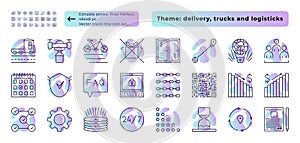 Supply chain, logistic, delivery icon set