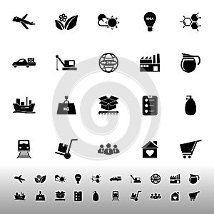 Supply chain and logistic icons on white background