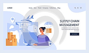Supply Chain Management concept. Flat vector illustration