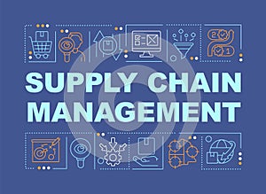 Supply chain management word concepts dark blue banner