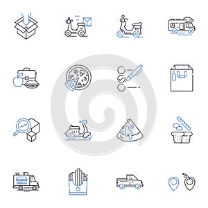 Supply chain optimization line icons collection. Efficiency, Integration, Collaboration, Agility, Transparency