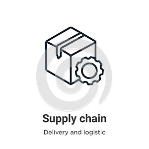 Supply chain outline vector icon. Thin line black supply chain icon, flat vector simple element illustration from editable