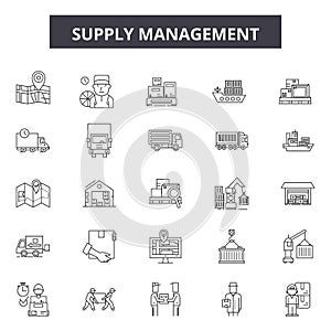 Supply management line icons, signs, vector set, outline illustration concept photo