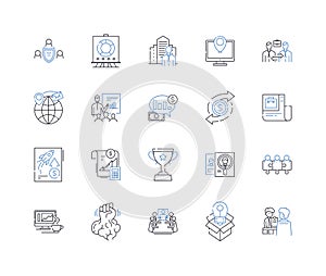 Supply research line icons collection. Procurement, Logistics, Inventories, Production, Operations, Demand, Forecasting