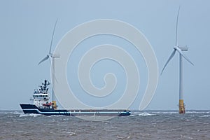 Supply vessel for green energy industry offshore wind turbine development